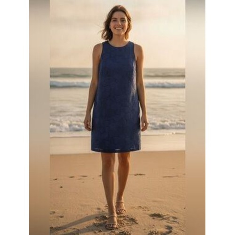 Tommy Bahama Womens Blue Textured Floral Jacquard Keyhole Shift Dress XL